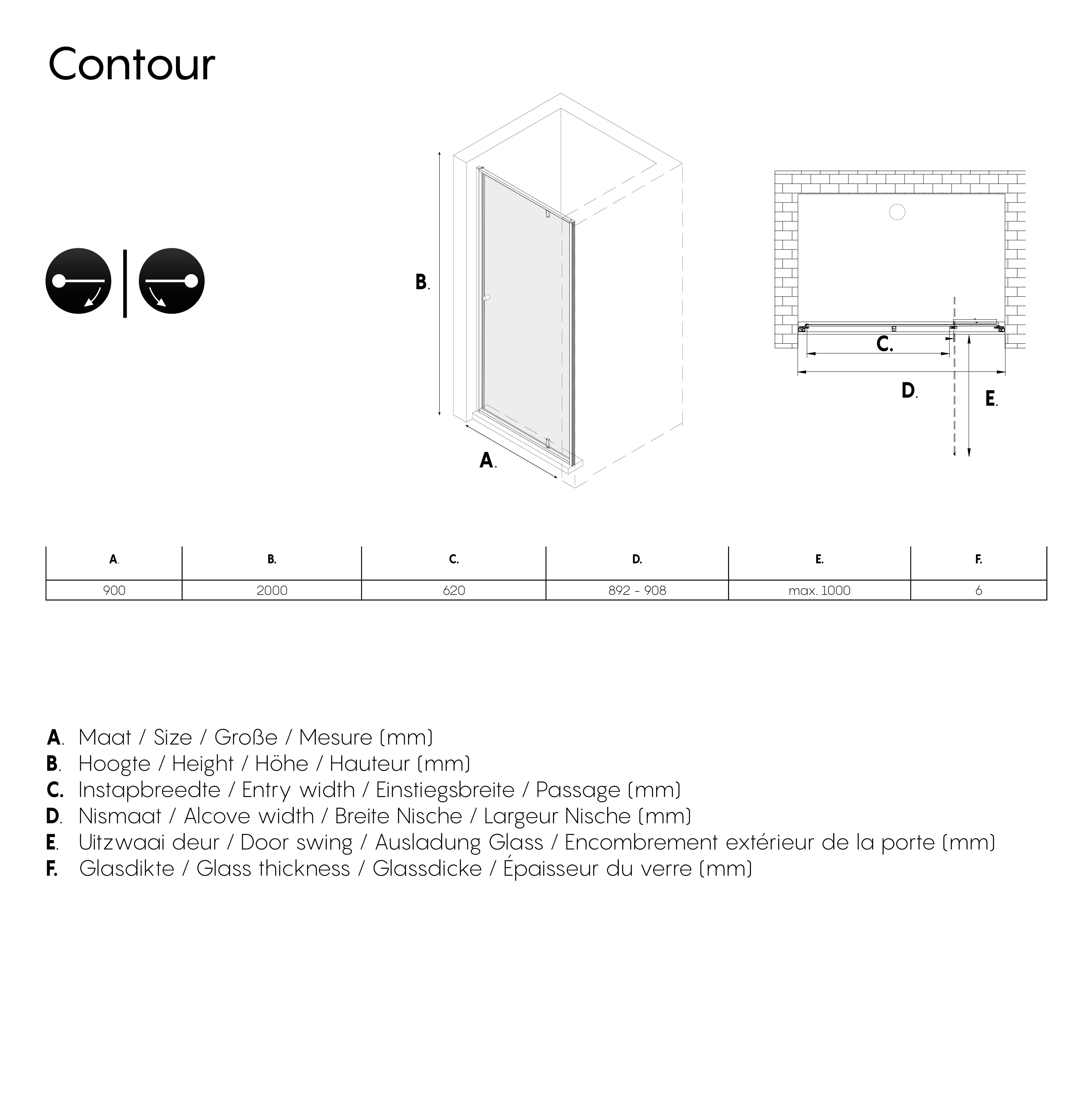 GetWet Contour draaideur nis